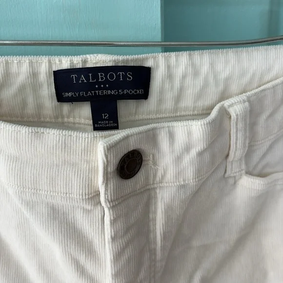 Talbots Simply Flattering 5-Pocket White Corduroys - Picture 2 of 3